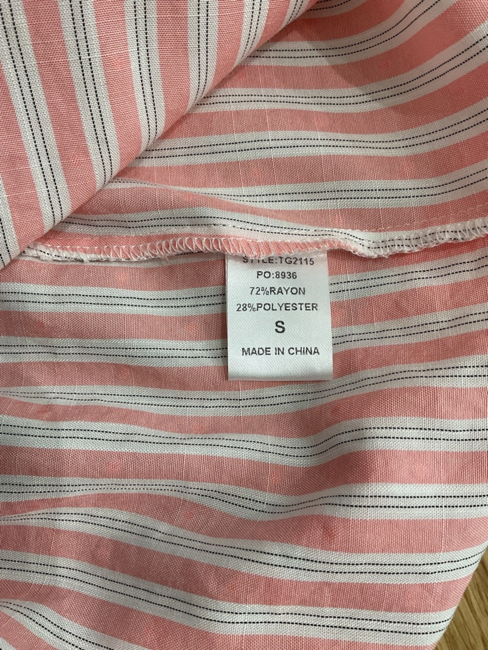 Gigio Coral Striped Puff-Sleeve Button-Front Blouse - Picture 3 of 3